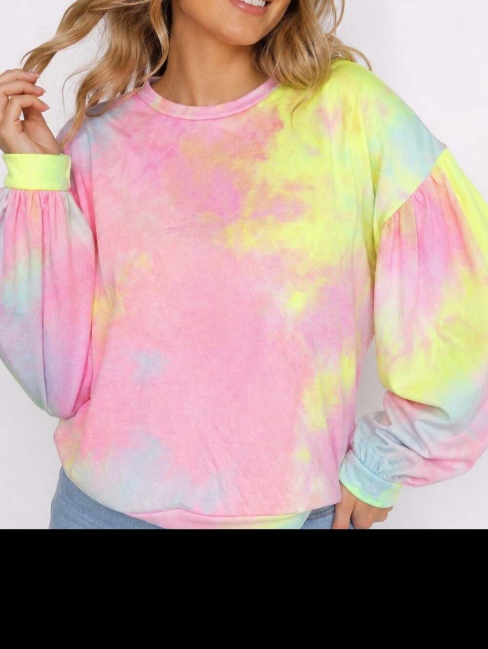 Sweet Lovely by Jen Pastel Tie Dye Balloon Sleeve Sweatshirt Medium Hippie Y2K